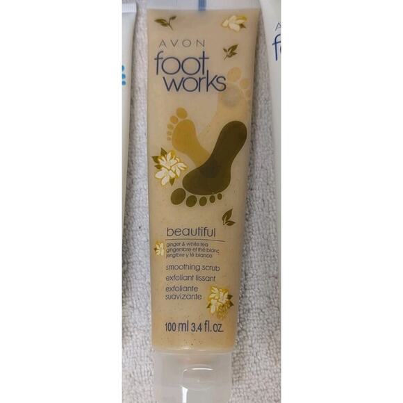 Avon FootWorks Beautiful Ginger & White Tea SOOTHING SCRUB 3.4 fl oz NOS Sealed - Picture 2 of 5